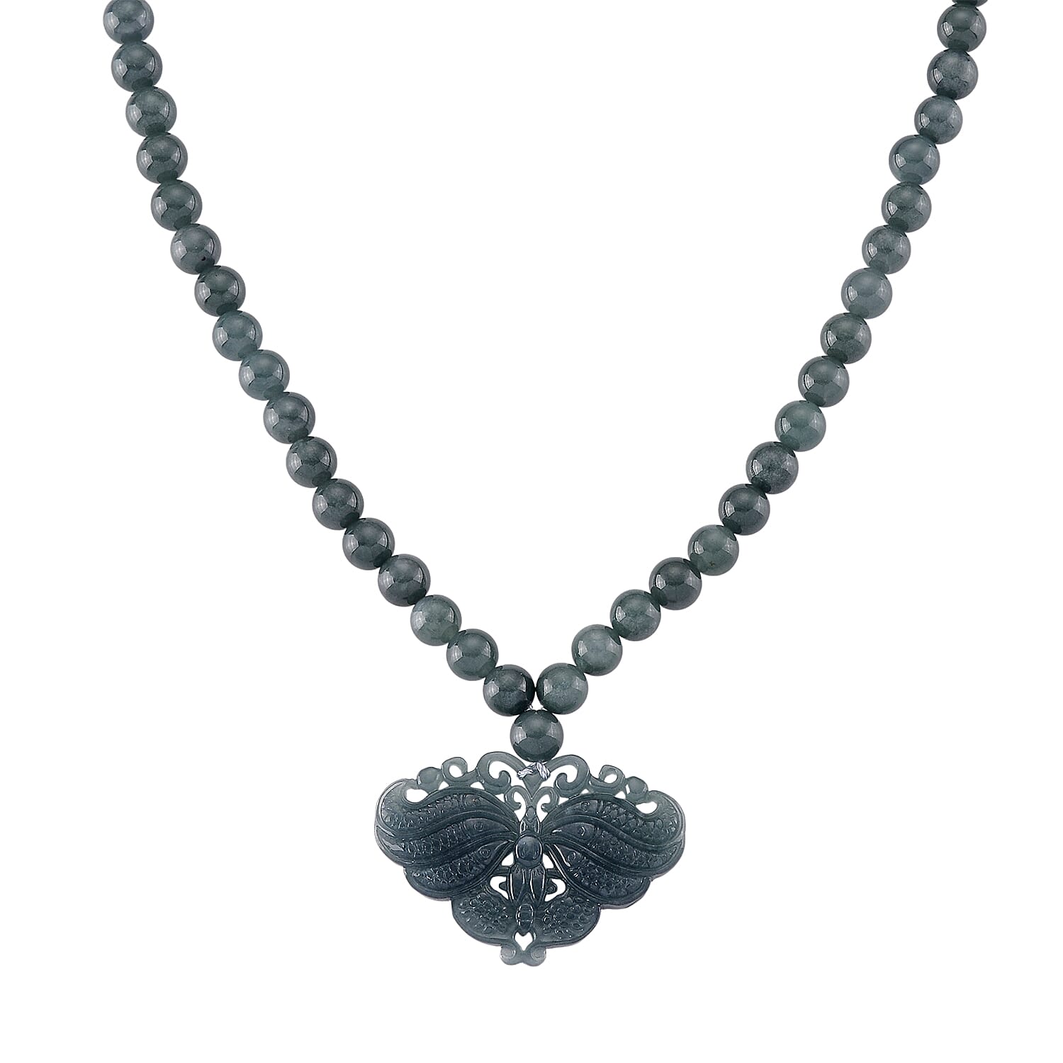 D'Joy Natürlicher Olmek Jadeit Halskette ca. Flexibles cm 925 Silber Rhodiniert ca. 500.00 ct