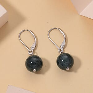 D'Joy EXTREM SELTEN Natürlicher Olmek Jadeit Typ A Ohrringe 925 Silber Rhodiniert ca. 50.00 ct
