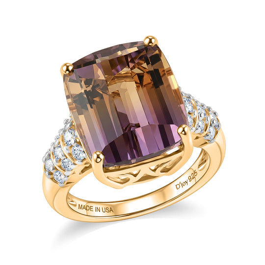 D'Joy AA Ametrin, Moissanit Ring 925 Silber 750 Gelbgold vermeil (Größe 20.00)   (10-16 Werktage Lieferzeit) ca. 10,32 ct