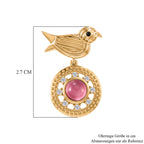 EVER TRUE Flamingo Mondstein, Weißer Zirkon Ohrringe 950 Kupfer 750 Vergoldet ca. 2,27 ct.