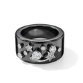 D'Joy Gefärbte schwarze Jade, Lab Grown Diamant Ring 925 Silber Rhodiniert (Größe 18.00) (10-15 Werktage Lieferzeit) ca. 25.34 ct