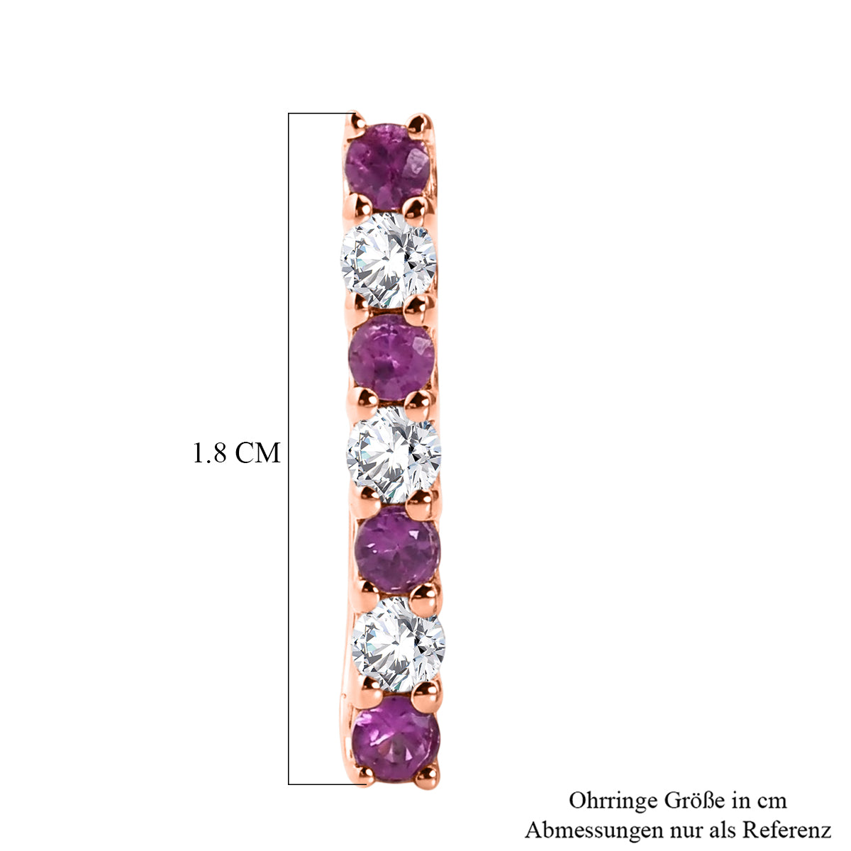 D'Joy Rosa Saphir und Moissanit Ohrringe, 925 Silber 750 Roségold Vermeil - 0,89 ct.