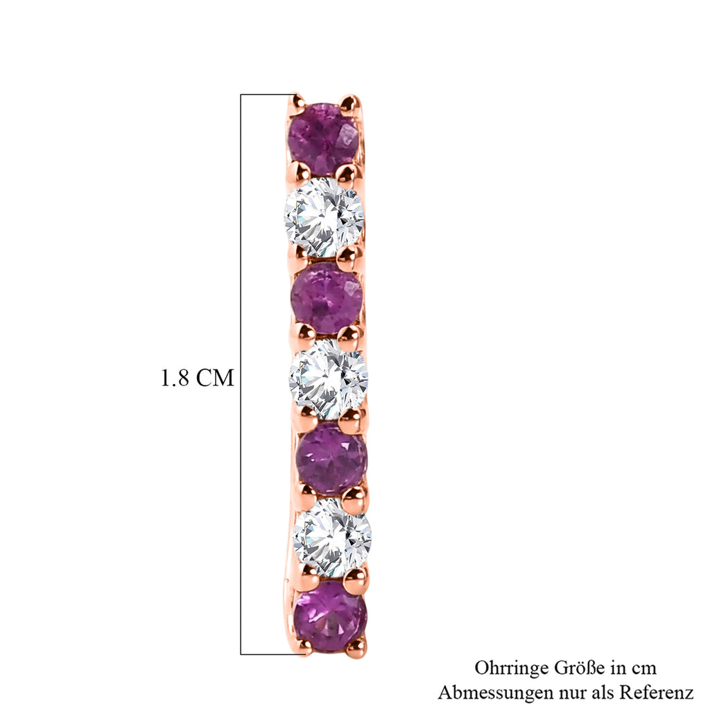 D'Joy Rosa Saphir, Moissanit Ohrringe 925 Silber 750 Roségold vermeil ca. 0,89 ct.