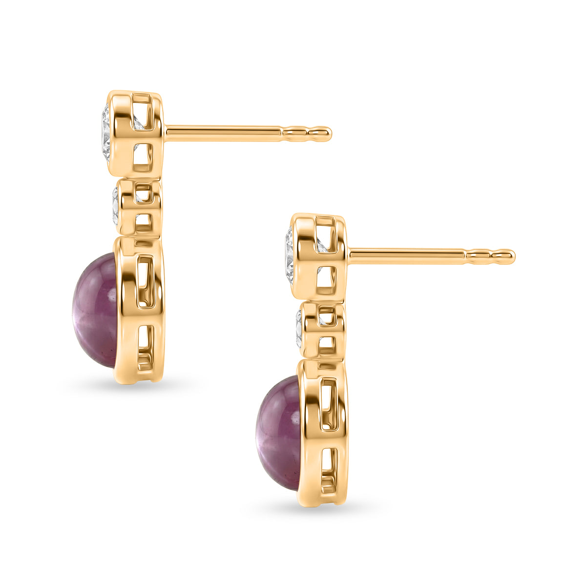 D'Joy Flamingo Mondstein, Moissanit Ohrringe 925 Silber 750 Gelbgold vermeil ca. 3,22 ct.