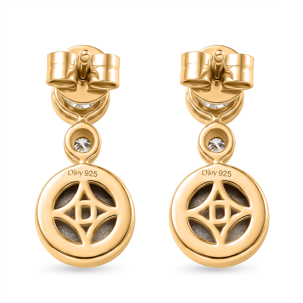 D'Joy Flamingo Mondstein, Moissanit Ohrringe 925 Silber 750 Gelbgold vermeil ca. 3,22 ct.