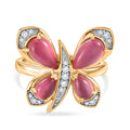 D'Joy Flamingo Mondstein Ring 925 Silber 750 Gelbgold vermeil (Größe 18.00) ca. 3,08 ct