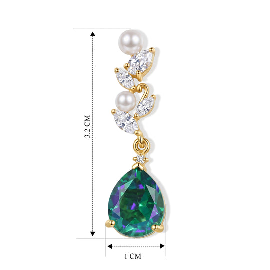 EVER TRUE Pfau Quarz Triplette, Süßwasser Perle (4-4.5mm) Ohrringe Nickelfreies Messing