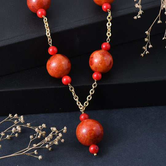 EVER TRUE Schwamm Koralle Halskette ca. 50 cm 316L Edelstahl Gold ca. 175.00 ct