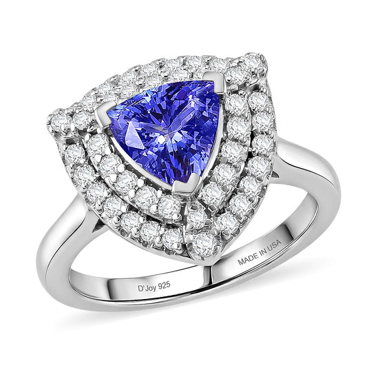 D'Joy AA Tansanit, Moissanit Ring 925 Silber Rhodiniert (Größe 18.00) ca. 1,57 ct