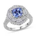 D'Joy AA Tansanit, Moissanit Ring 925 Silber Rhodiniert (Größe 16.50) ca. 3,05 ct