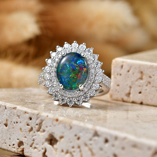 D'Joy AA, Moissanit AGI zertifiziert Ring 925 Silber Rhodiniert (Größe 18.00) ca. 3,58 ct