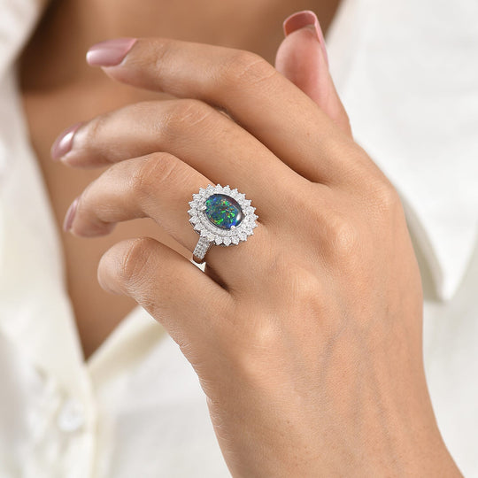D'Joy AA, Moissanit AGI zertifiziert Ring 925 Silber Rhodiniert (Größe 18.00) ca. 3,58 ct