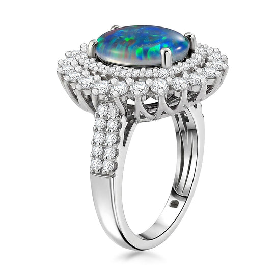 D'Joy AA, Moissanit AGI zertifiziert Ring 925 Silber Rhodiniert (Größe 18.00) ca. 3,58 ct