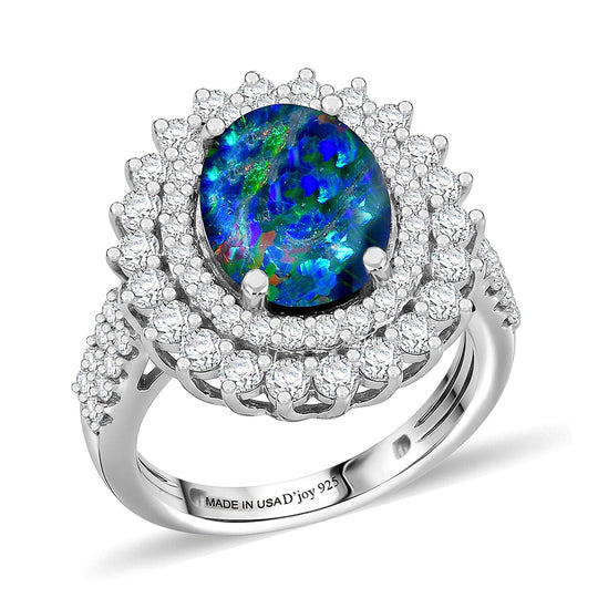 D'Joy AA, Moissanit AGI zertifiziert Ring 925 Silber Rhodiniert (Größe 18.00) ca. 3,58 ct