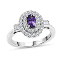 D'Joy AA Lila Spinell, Moissanit AGI zertifiziert Ring 925 Silber Rhodiniert (Größe 16.50) ca. 1,10 ct