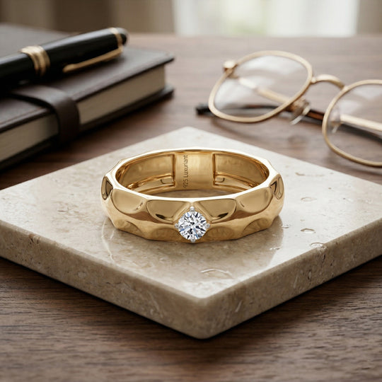 LUXURIANT DIAMOND - Lab Grown Diamant SI-GH Ring 925 Silber 750 Gelbgold vermeil (Größe 18.00) ca. 0.15 ct