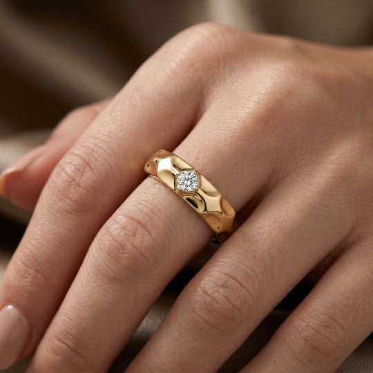 LUXURIANT DIAMOND - Lab Grown Diamant SI-GH Ring 925 Silber 750 Gelbgold vermeil (Größe 18.00) ca. 0.15 ct