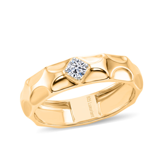 LUXURIANT DIAMOND - Lab Grown Diamant SI-GH Ring 925 Silber 750 Gelbgold vermeil (Größe 18.00) ca. 0.15 ct
