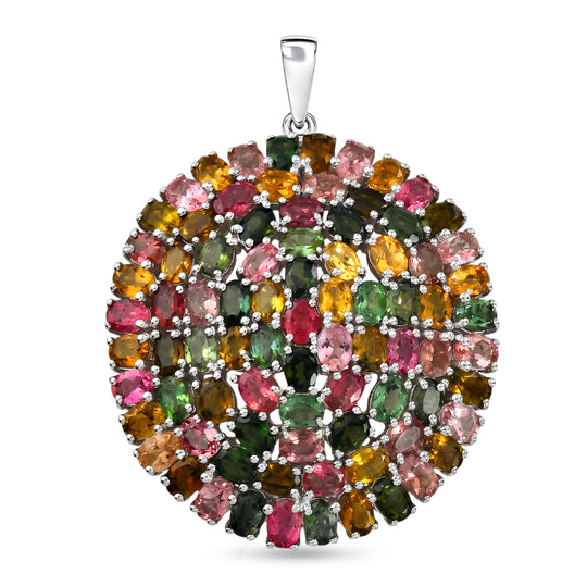 D'Joy AA Mehrfarbiger-Turmalin Anhänger 925 Silber Rhodiniert ca. 15.02 ct