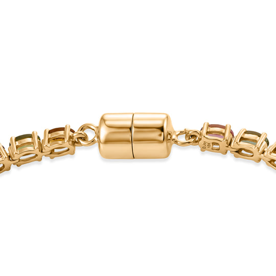 D'Joy AA Multi-Turmalin 19cm Eternity Armband, 925 Silber 750 Gelbgold Vermeil - 7,49 ct.