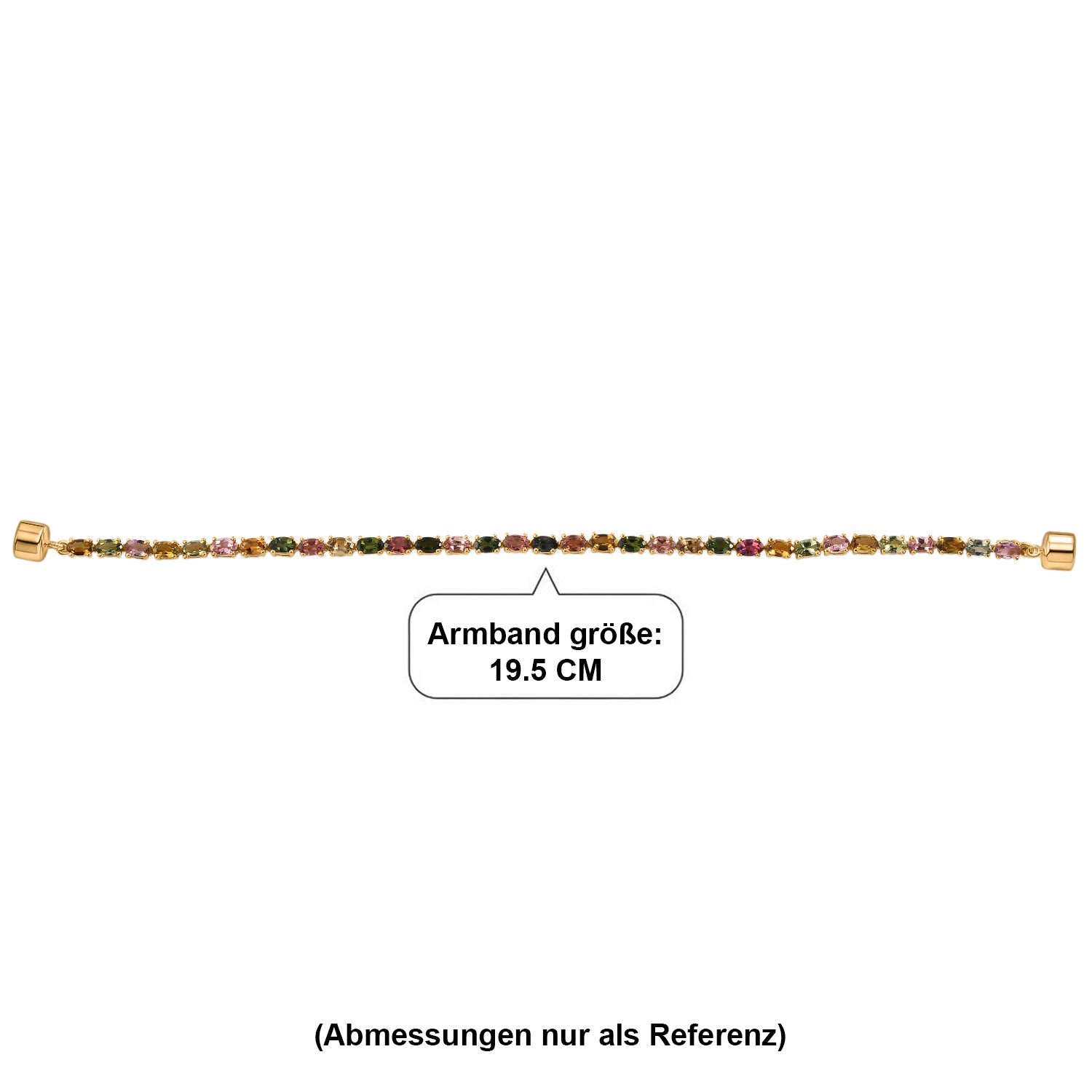 D'Joy AA Multi-Turmalin 19cm Eternity Armband, 925 Silber 750 Gelbgold Vermeil - 7,49 ct.