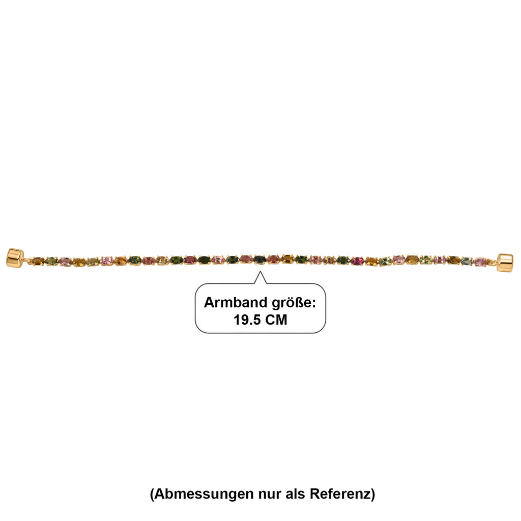 D'Joy AA Multi-Turmalin 19cm Eternity Armband, 925 Silber 750 Gelbgold Vermeil - 7,49 ct.