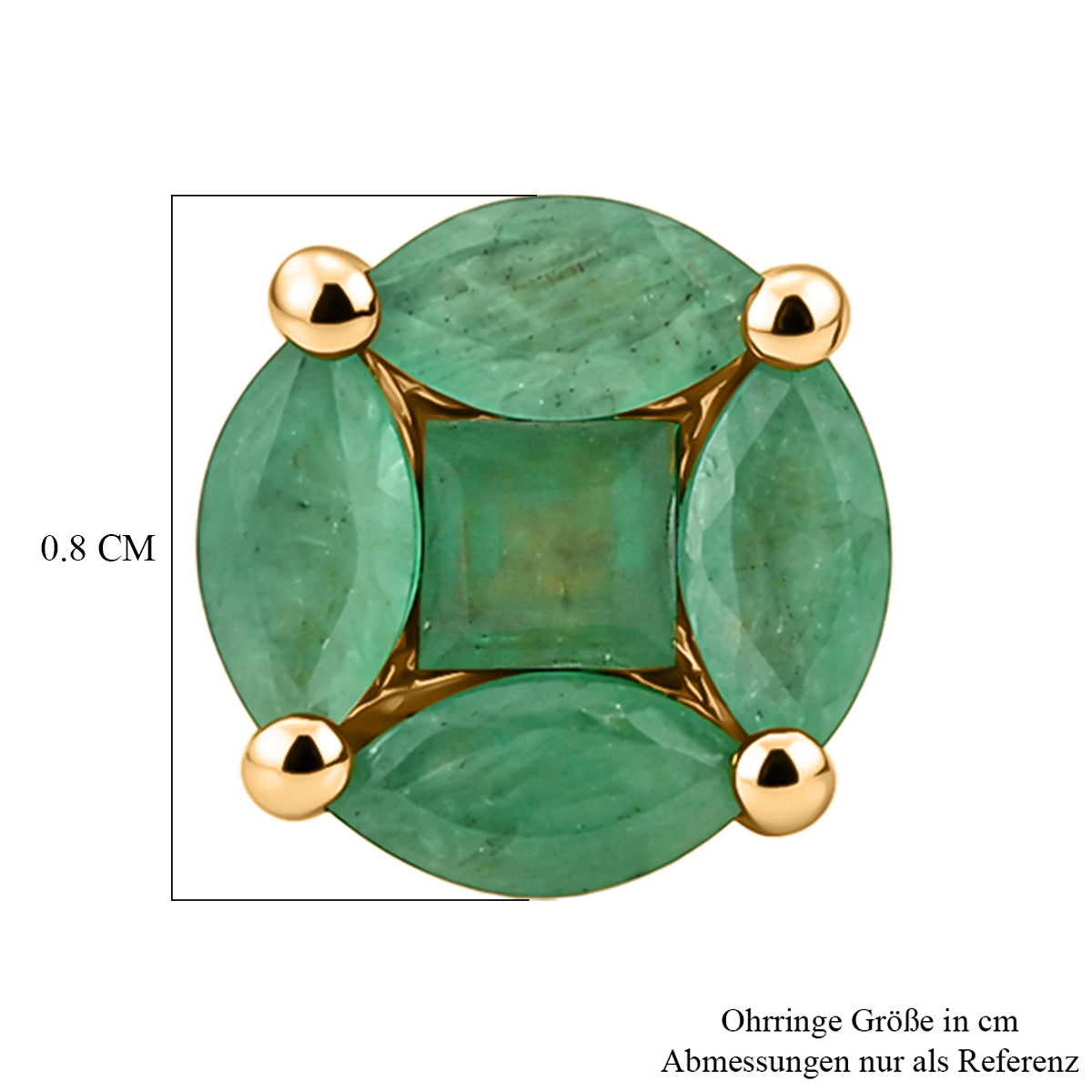 D'Joy Socoto Smaragd Ohrringe 925 Silber 750 Gelbgold vermeil ca. 1,48 ct.