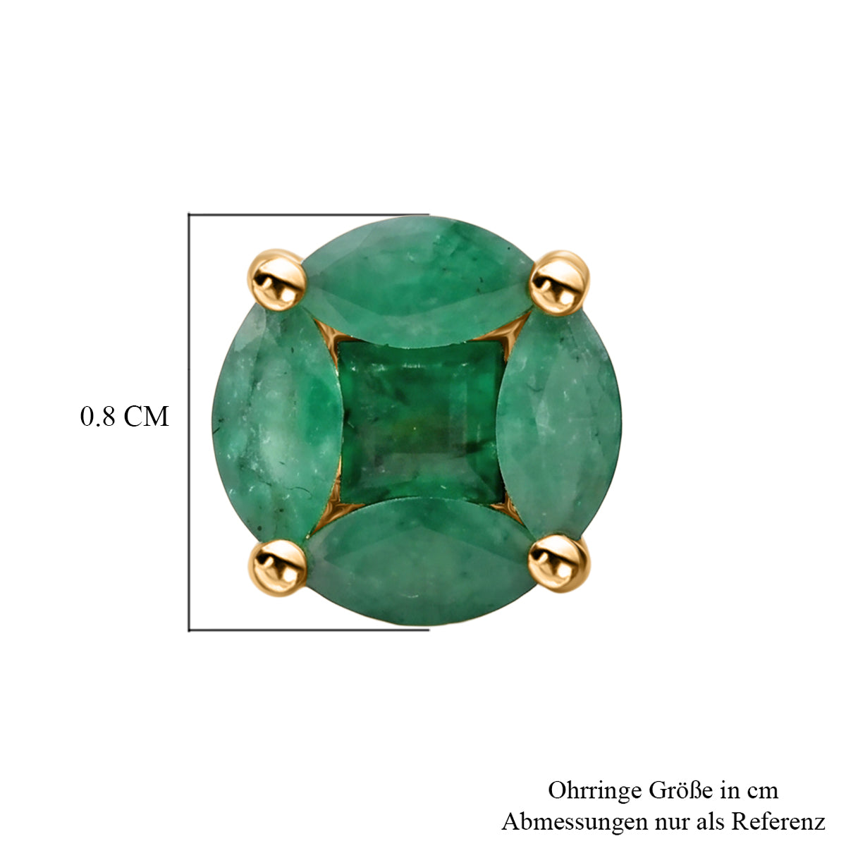 D'Joy Socoto Smaragd Ohrringe 925 Silber 750 Gelbgold vermeil ca. 1,48 ct.