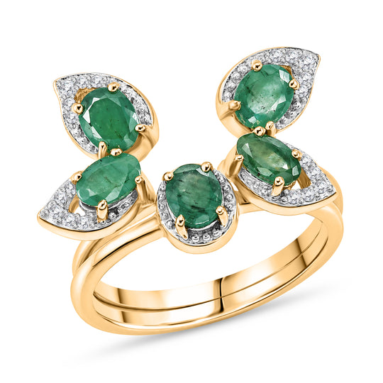 D'Joy Socoto Smaragd Ring 925 Silber 750 Gelbgold vermeil (Größe 21.00) ca. 1,64 ct