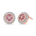 D'Joy Rosa Saphir, Weißer Zirkon Ohrringe 925 Silber 750 Roségold vermeil ca. 0,79 ct.