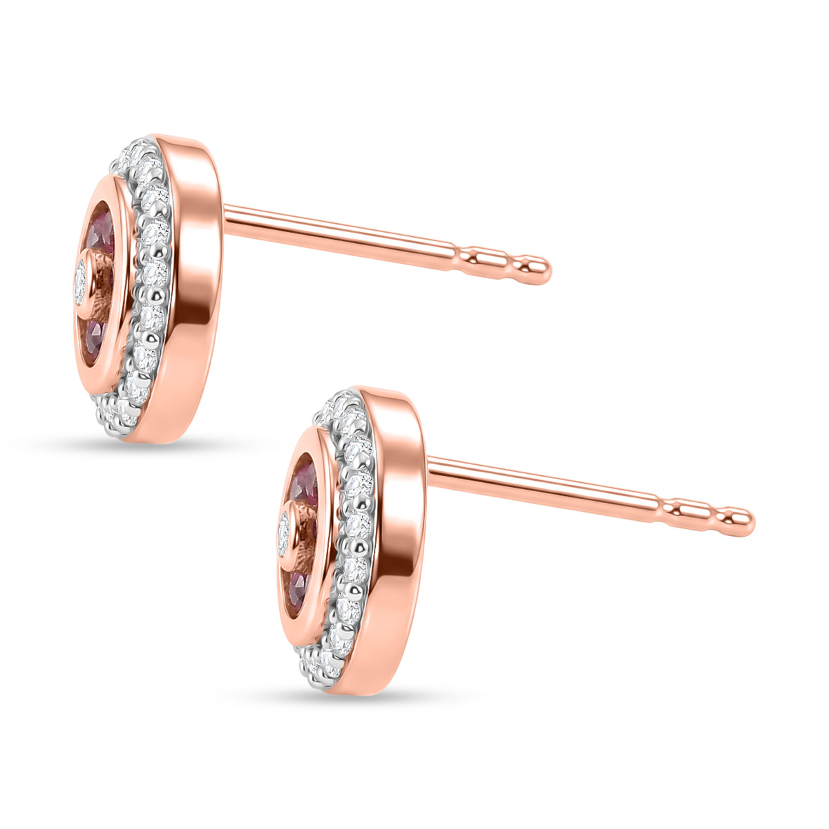 D'Joy Rosa Saphir und Zirkon Ohrringe, 925 Silber 750 Roségold Vermeil - 0,79 ct.