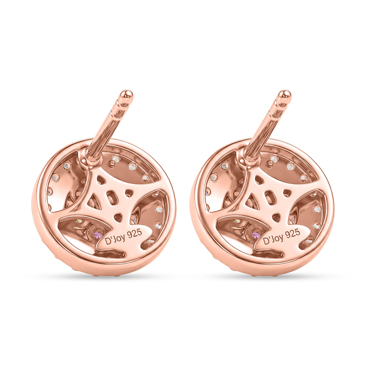 D'Joy Rosa Saphir und Zirkon Ohrringe, 925 Silber 750 Roségold Vermeil - 0,79 ct.