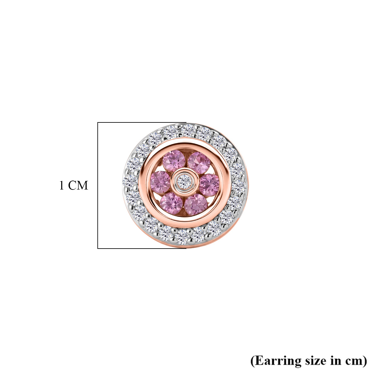 D'Joy Rosa Saphir und Zirkon Ohrringe, 925 Silber 750 Roségold Vermeil - 0,79 ct.