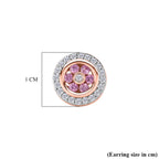 D'Joy Rosa Saphir, Weißer Zirkon Ohrringe 925 Silber 750 Roségold vermeil ca. 0,79 ct.