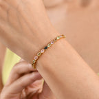 D'Joy AA Multi-Turmalin 20cm Eternity Armband, 925 Silber 750 Gelbgold Vermeil - 8,72 ct.
