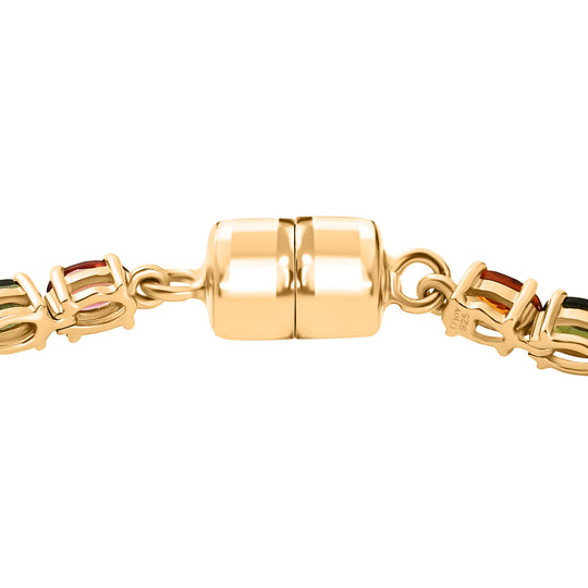 D'Joy AA Multi-Turmalin 20cm Eternity Armband, 925 Silber 750 Gelbgold Vermeil - 8,72 ct.