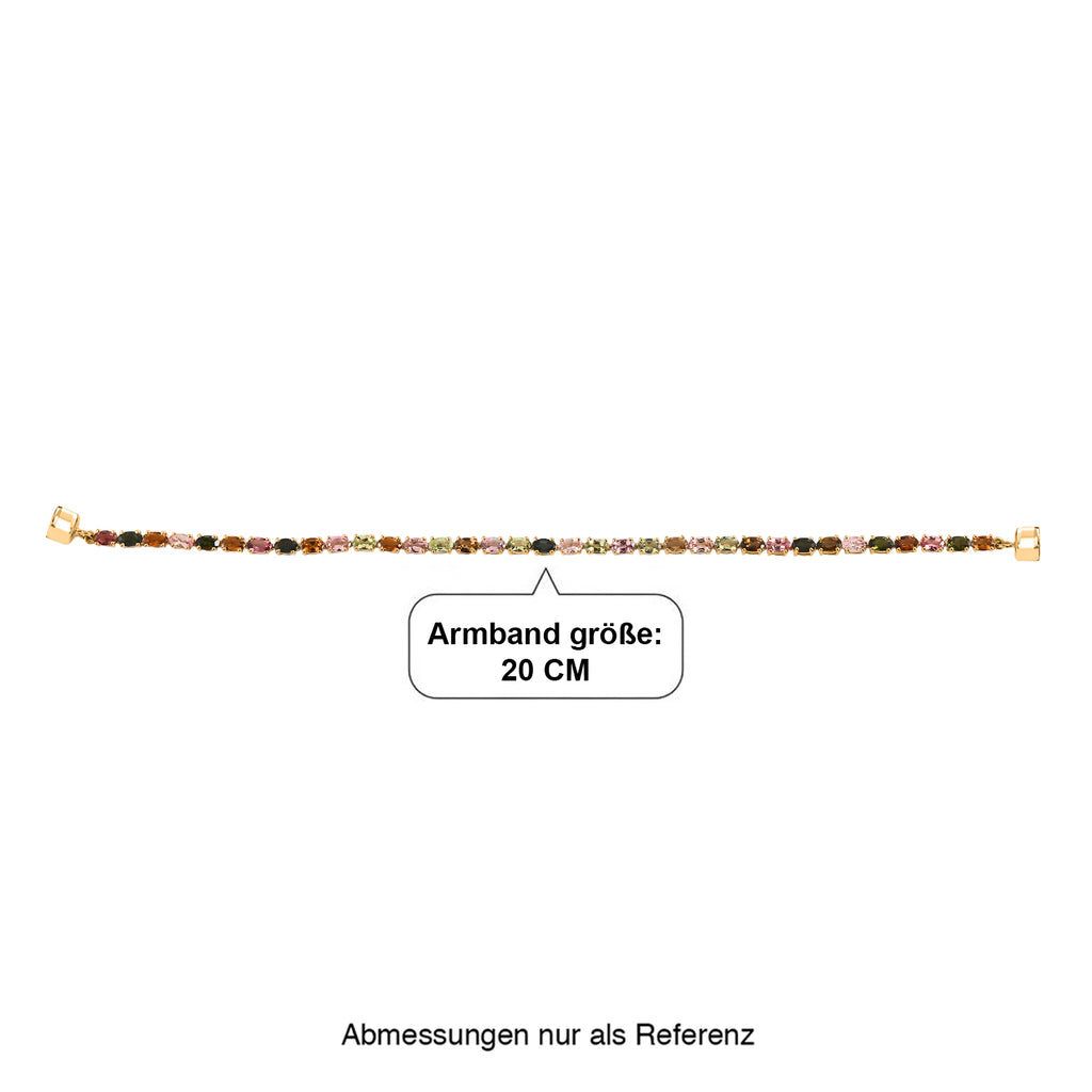 D'Joy AA Multi-Turmalin 20cm Eternity Armband, 925 Silber 750 Gelbgold Vermeil - 8,72 ct.