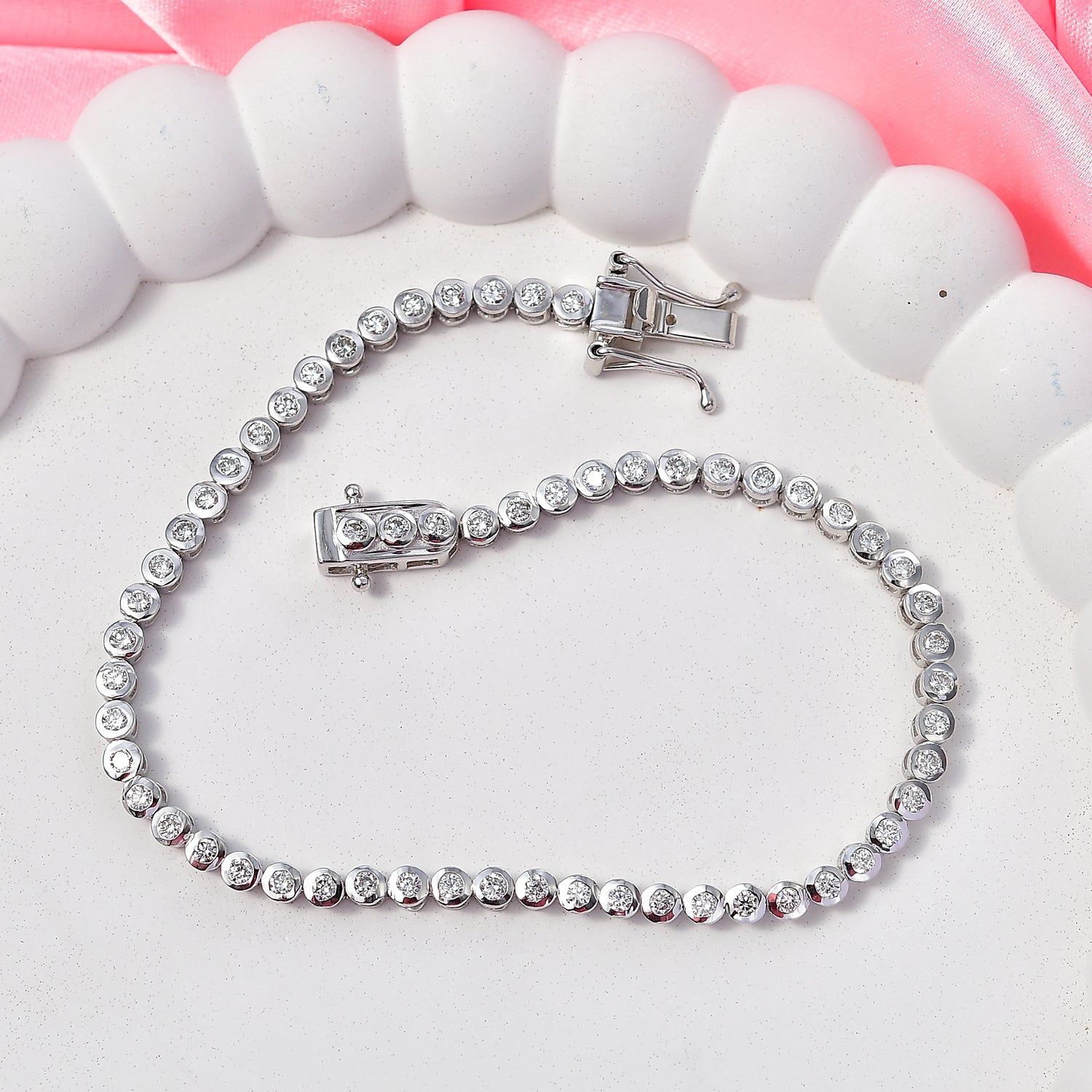 LUXURIANT DIAMOND - Lab Grown Diamant SI-GH SGL zertifiziert  Armband ca. 20 cm 925 Silber Rhodiniert (10-15 Werktage Lieferzeit) ca. 2.00 ct