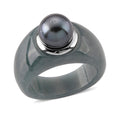 D'Joy Tahitiperle (9-10 mm), Olmek Jadeit Ring 925 Silber Rhodiniert (Größe 20.00)