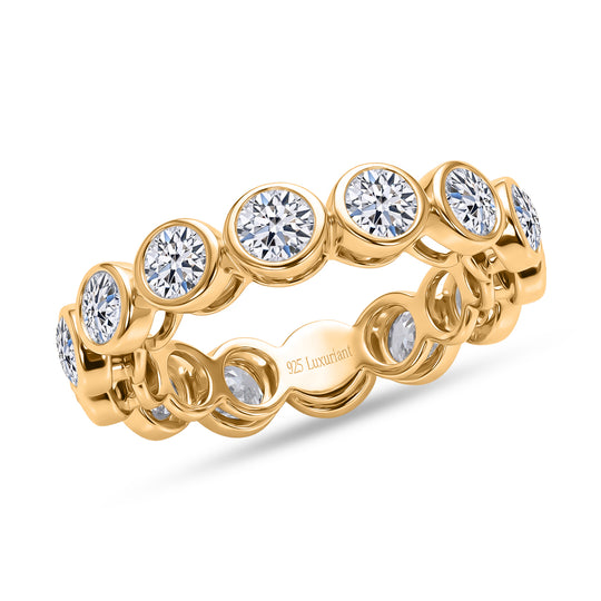 LUXURIANT DIAMOND - Lab Grown Diamant SI-GH SGL zertifiziert Ring 925 Silber 750 Gelbgold vermeil (Größe 20.00) ca. 3.00 ct