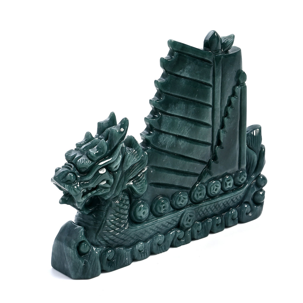 One piece  approx 9cm carving Qi lin in Dragon Boat Olmec jade (Type A Natural jadeite jade)