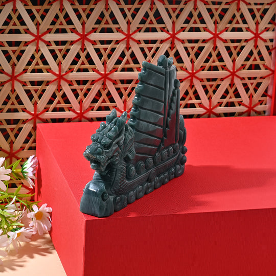 Natürlicher Olmek Jadeit, Typ A Jade, 7cm, Drachenfigur