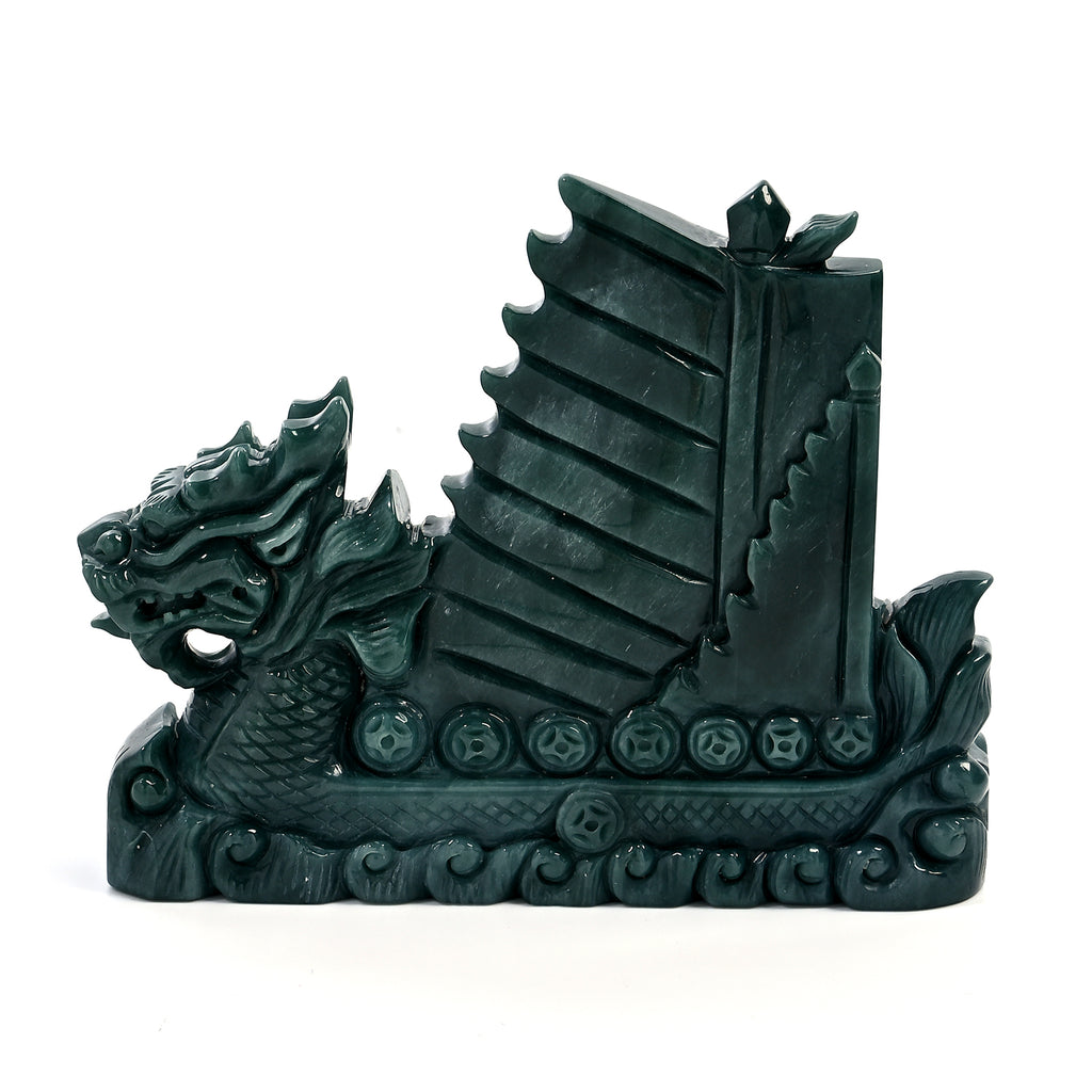 One piece  approx 9cm carving Qi lin in Dragon Boat Olmec jade (Type A Natural jadeite jade)