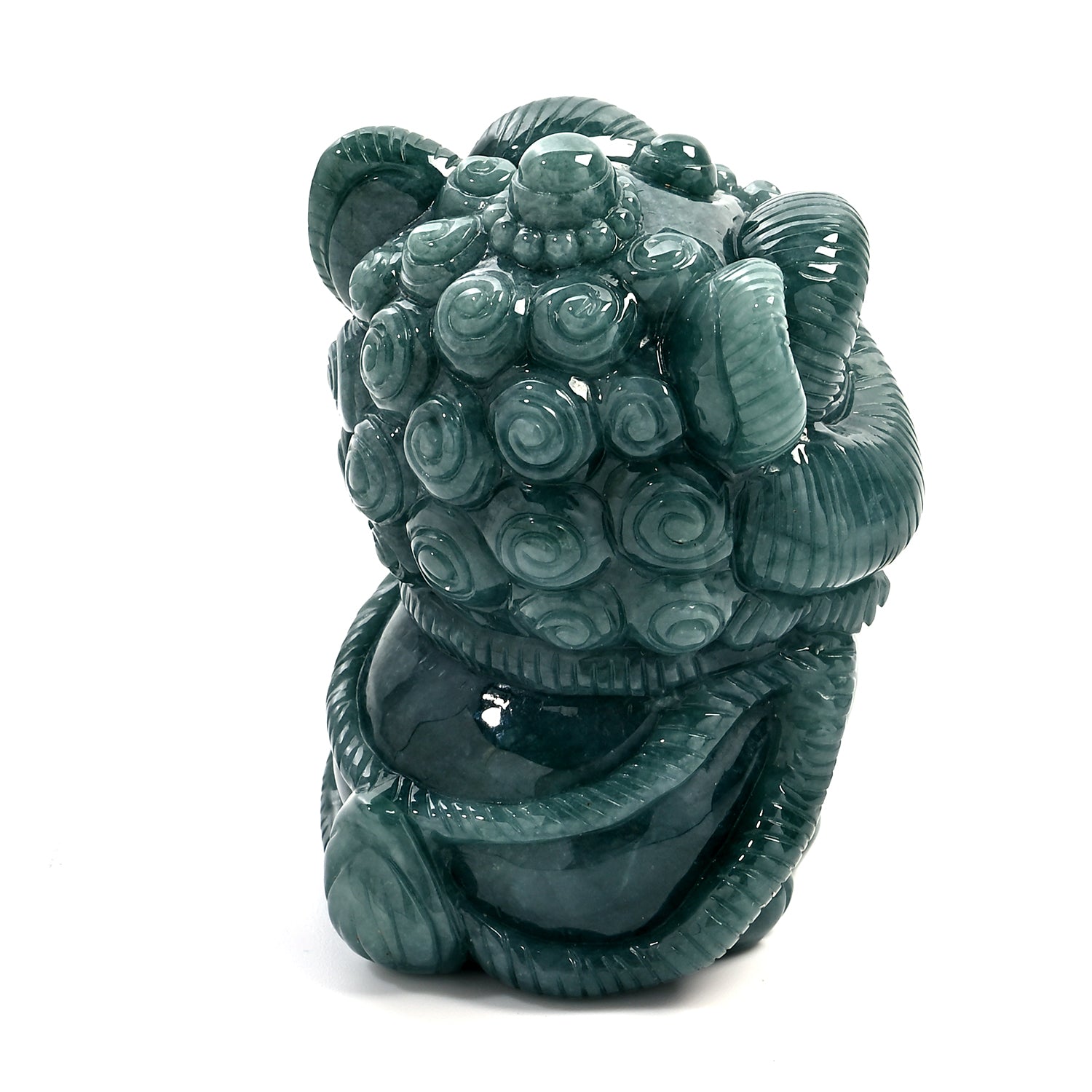 Natürlicher Olmek Jadeit, Typ A Jade, 7cm, Löwe Figur