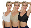 COMFORTISSE 3er-Set Komfort BH, Push-up Design, Schwarz, Beige und Weiß, Größe XL
