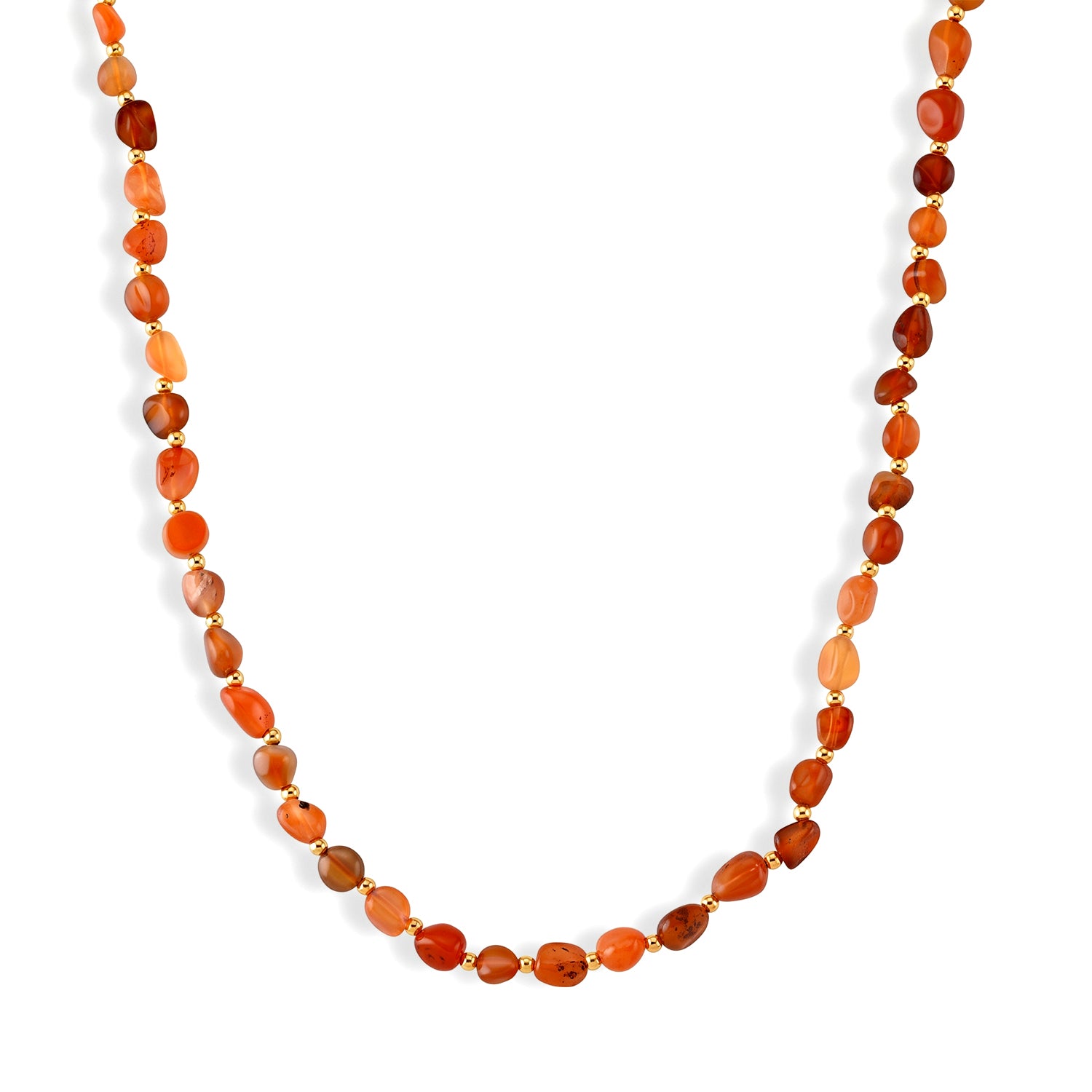 Karneol Halskette ca. 60 cm + 5 cm Extender, Reine Legierung Goldton ca. 100.00 ct