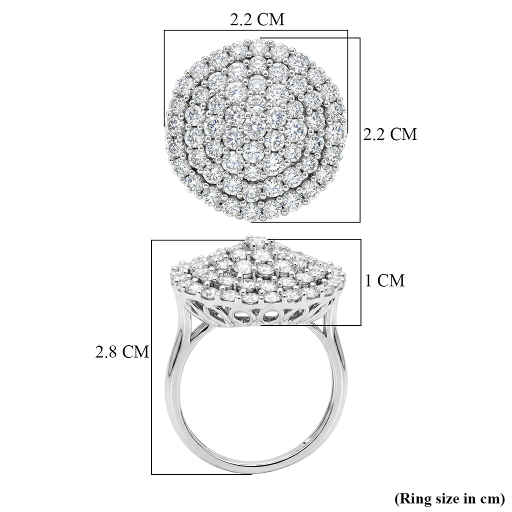 LUXURIANT DIAMOND - Lab Grown Diamant VS-EF Ring 925 Silber Platiniert (Größe 17.00) ca. 3,00 ct