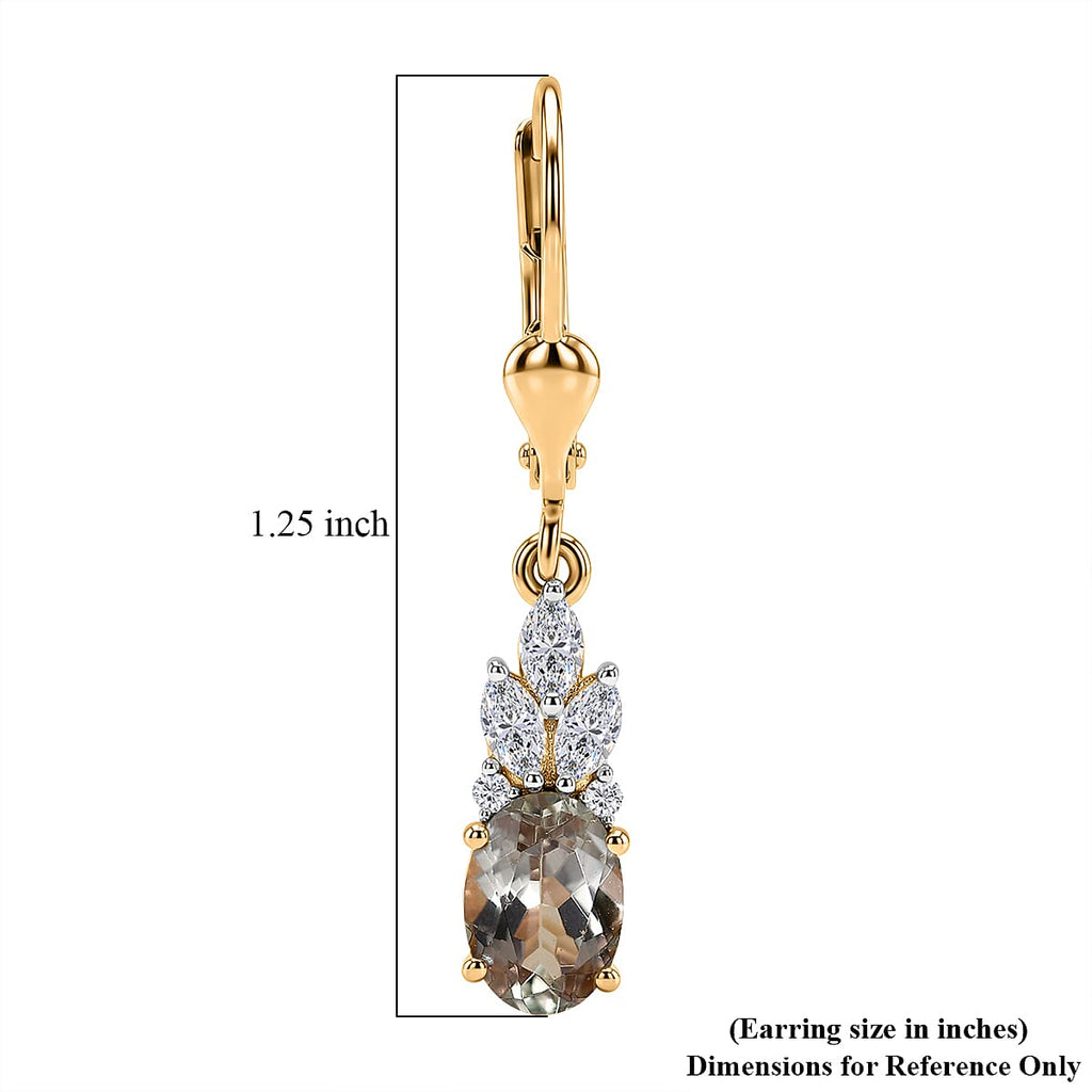 D'Joy AA Turkizit, Moissanit AGI zertifiziert Ohrringe 925 Silber 750 Gelbgold vermeil ca. 2,54 ct.