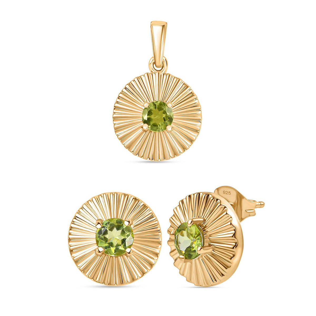 Peridot Anhänger und Ohrringe