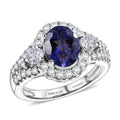 D'Joy AA Iolit, Moissanit Ring 925 Silber Rhodiniert (Größe 20.00) ca. 3,14 ct